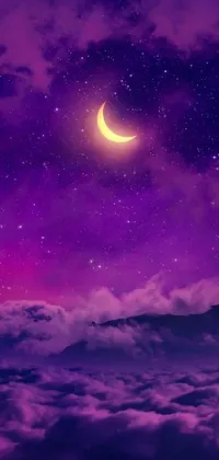 Enjoy a serene and mesmerizing phone live wallpaper with this beautiful purple sky theme