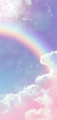 This phone live wallpaper features a stunning display of rainbow arching across the sky in vivid colors