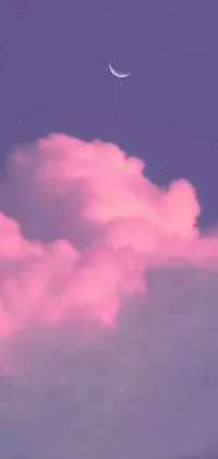 This pink cloud and crescent moon phone wallpaper brings a dreamy, hazy vibe to your device