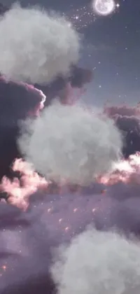 This phone live wallpaper features a stunning cosmic cataclysm design with neon-colored clouds glowing against a dark, smoky backdrop