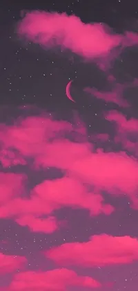 Get captivated by our amazing live wallpaper featuring a beautiful pink sky with a mesmerizing crescent in the middle
