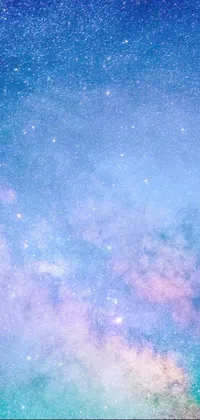 This live wallpaper for phones is a stunning depiction of a clear night sky, featuring a multitude of sparkling stars and a beautiful Milky Way nebula in the distance