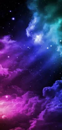 Enhance your phone's screen with a beautiful live wallpaper featuring a mesmerizing sky filled with vibrant purple and blue clouds