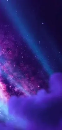 Get ready to travel to a magnificent, otherworldly space with this stunning phone live wallpaper! The purple and blue background is filled with shimmering stars and drifting nebula clouds, creating a mesmerizing and cosmic vibe