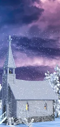 Admire the peaceful surroundings of a snow-filled countryside with this phone live wallpaper
