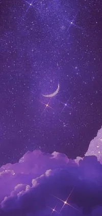 This enchanting phone live wallpaper features two glowing stars in a dreamy night sky, along with an album cover designed with a magical realism theme