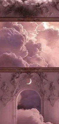 This phone live wallpaper features ethereal images in the sky, inspired by aestheticism and rococo baroque