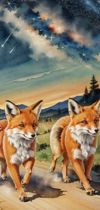 Cloud Sky Red Fox Live Wallpaper