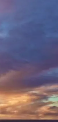 This phone live wallpaper showcases a breathtaking scene of a body of water under cloudy skies
