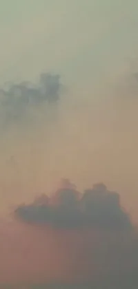 This phone live wallpaper features a large jetliner flying through an orange and pink sky filled with ever-changing cloud formations
