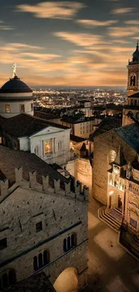 Experience the wonder of a medieval city at night with this stunning live phone wallpaper