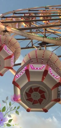 Experience the wonder and thrill of a magnificent ferris wheel - all from the palm of your hand! This animated wallpaper features a beautifully lit ferris wheel, complete with colorful saucers that dart around the sky