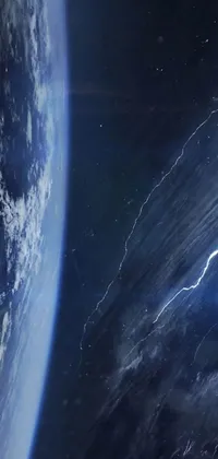 This phone live wallpaper features a stunning view of earth from space with a cinematic front lighting to depict a futuristic space exploration mission