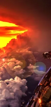 A stunning live wallpaper for your phone featuring an airplane in the sky