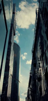 This live phone wallpaper features modern, angular buildings in a street of Moscow