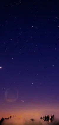 This live wallpaper features a serene and tranquil mood with a crescent and star in the night sky over a peaceful moor
