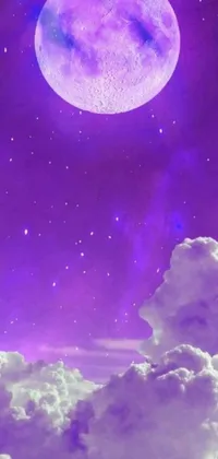 Get lost in the magical ambiance of a purple moon in the sky with our stunning phone live wallpaper