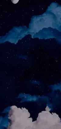 This phone live wallpaper depicts a beautiful night sky with drifting clouds and an enchanting full moon, culminating in a dark blue background that is perfect as a background image or Discord profile picture