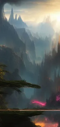 A gorgeous live wallpaper of a mountain and lake scene that's perfect for your phone