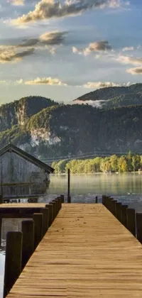 This phone live wallpaper portrays a serene dock in a natural setting
