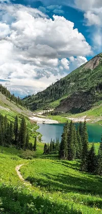 Enjoy the picturesque beauty of mountain landscape on your phone with this breathtaking live wallpaper! Featuring the serene view of a mountain lake surrounded by lush green trees, this 4k UHD wallpaper captures every detail of the middle-of-the-valley location where it was captured in Colorado