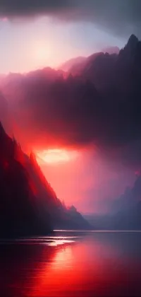 This breathtaking phone live wallpaper depicts a serene landscape with a mountain in the background and a canyon-like river flowing through it