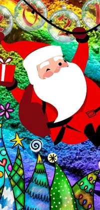 Colorful Cartoon Christmas Tree Live Wallpaper