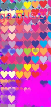 This stunning live wallpaper features an arrangement of hearts on a window, inspired by the vaporwave art genre