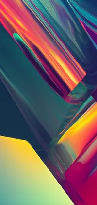 This phone live wallpaper showcases a futuristic cell phone on a table, with an abstract background featuring vivid gradient colors and geometric abstraction