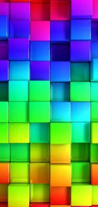 This live wallpaper displays a digital art pattern of colorful cubes arranged in a mosaic on top of each other