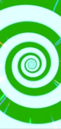 This phone live wallpaper features a lively green and white spiral in a three-dimensional, computer-generated image