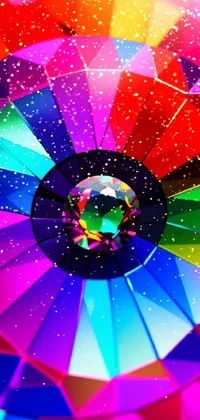 Experience a hypnotic live wallpaper on your phone with a stunning close-up of a colorful circular object