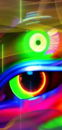 This lively phone wallpaper showcases an attractive digital art piece of a close-up eye
