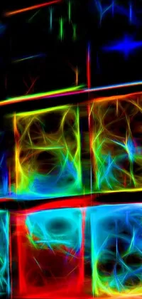 Decorate your phone's screen with this captivating multicolored live wallpaper featuring a digital art representation of a window in a dark room