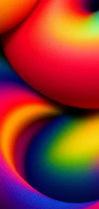 This live phone wallpaper features a colorful stack of doughnuts in an abstract liquid design