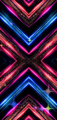 Enhance your phone's appearance with this stunning live wallpaper that features colorful lines against a black background with an abstract illusionist style