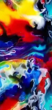 This dynamic and captivating phone live wallpaper showcases a close-up view of a mesmerizing airbrush painting in many striking colors