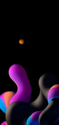 This live wallpaper features a close up view of a colorful, smooth, and rounded object on a dark background
