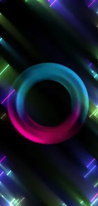 This phone live wallpaper features a stunning ring of neon lights against a sleek black backdrop