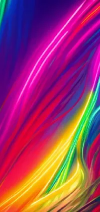This phone live wallpaper features a stunning close-up of neon lights set against a black background