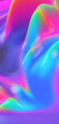 This digital art phone live wallpaper features a colorful, generative image with a holographic texture