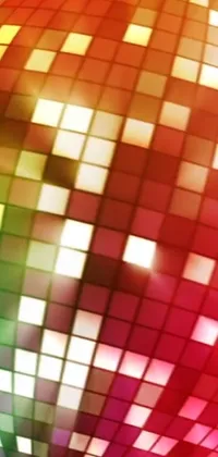 This phone live wallpaper features a disco ball adorned with small squares, a Shutterstock design complemented by digital art and a multicolored lighting theme