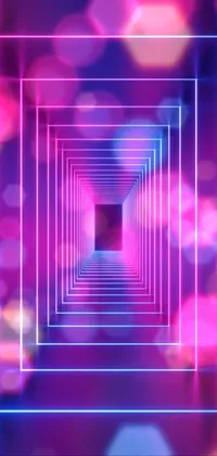 This phone live wallpaper features a stunning neon tunnel with a holographic element in the background, creating a beautiful futuristic design