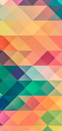 This phone live wallpaper showcases a stunning multicolored pattern of squares and rectangles, inspired by Delaunay's diamond texture
