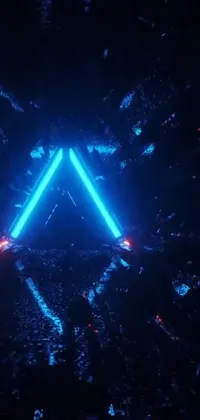 "Experience a surreal futuristic neon triangle live wallpaper for your phone