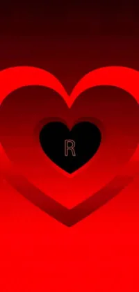 Looking for a unique and bold phone live wallpaper? Look no further than this stunning RED HEART live wallpaper! This wallpaper features a red heart with a black letter on it, surrounded by a red background with a black heart pattern