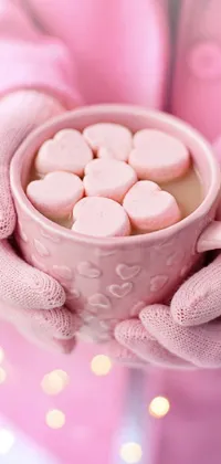 Pink Heart Shaped Marshmallows Background Stock Photo - Download