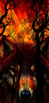 This amazing phone live wallpaper showcases a powerful and intense image of a wolf captured in vivid details and colors