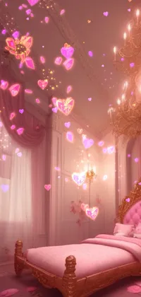 baby pink princess bedroom Live Wallpaper