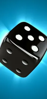 Looking for a sleek and stylish live wallpaper for your phone? Look no further than this dynamic digital rendering featuring two black dices set against a blue background